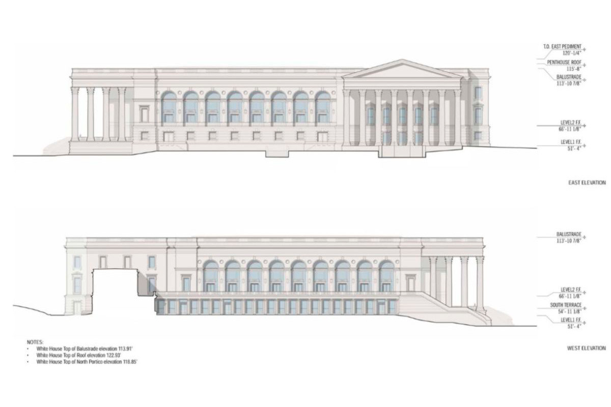 Як зміниться Східне крило Білого дому з новою бальною залою: оприлюднено детальні креслення