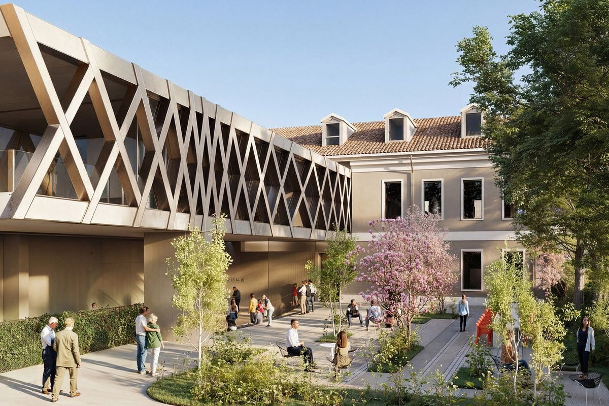 В Італії розробили культурний центр із 100-метровою бетонною фермою (ВІЗУАЛІЗАЦІЇ)