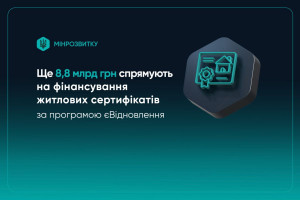 Уряд додатково виділив 8,8 млрд грн на житлові сертифікати в рамках програми «єВідновлення»