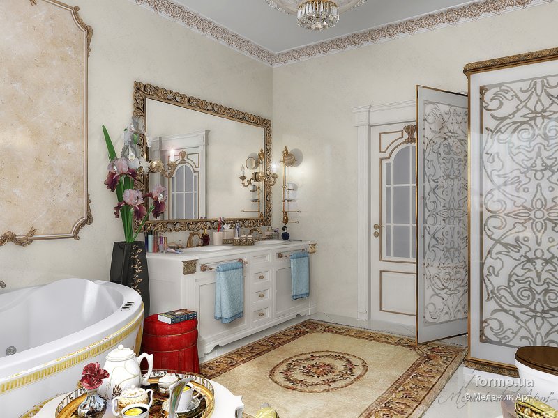 Роскошная ванная комната, классический стиль 